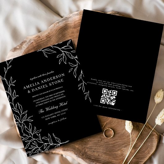 Budget QR Code Zwart-wit Uitnodiging voor het Huwe Flyer