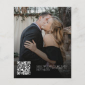 Budget QR CODE zwarte foto trouwuitnodiging (Achterkant)