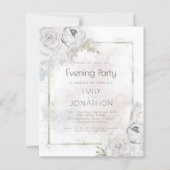 Budget QR Floral Waterverf Wedding Evening Uitnodi (Voorkant)