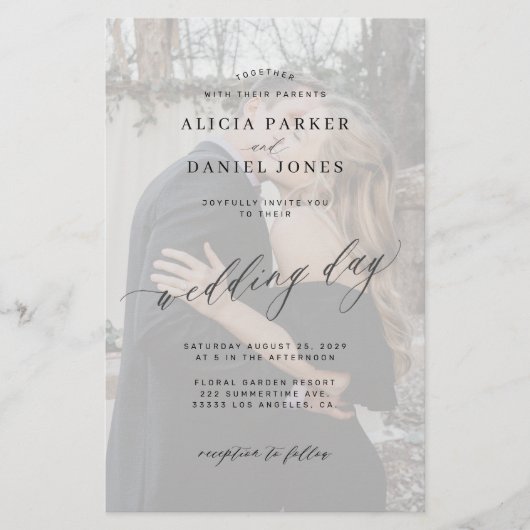 Budget QR foto moderne overlay trouwuitnodiging Flyer (Voorkant)