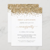 Budget QR Gold Glitter Evening Wedding Invite (Voorkant / Achterkant)