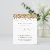 Budget QR Gold Glitter Evening Wedding Invite (Staand voorkant)