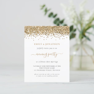Budget QR Gold Glitter Evening Wedding Invite