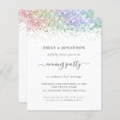 Budget QR Rainbow Glitter Evening Wedding Invite (Voorkant / Achterkant)