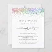 Budget QR Rainbow Glitter Evening Wedding Invite (Voorkant)