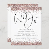 Budget QR Roos Gold Glitter We Weduwen Uitnodigen (Voorkant / Achterkant)