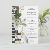 Budget QR RSVP Roos Music Thed Wedding Kaart (Staand voorkant)