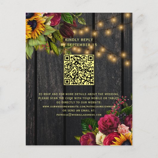Budget QR rustiek land hout bruiloft uitnodiging Flyer (Achterkant)