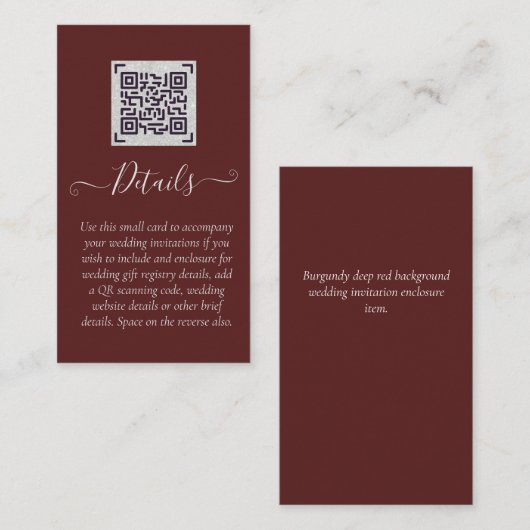 BUDGET QR SCANCODE Evenementdetails Bijlagen   Informatiekaartje (Voorkant / Achterkant)