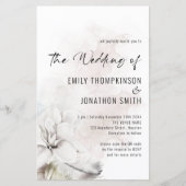 Budget QR White Floral Waterverf Wedding Invite (Voorkant)