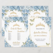 Budget Quinceañera 15 Blauwe Bloemen Padrinos Prog (Voorkant / Achterkant)