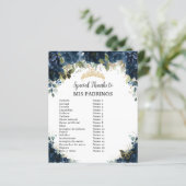 Budget Quinceañera 15 Navy Floral Padrinos Corte (Staand voorkant)