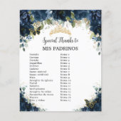 Budget Quinceañera 15 Navy Floral Padrinos Corte (Voorkant)