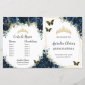 Budget Quinceañera 15 Navy Floral Padrinos Program (Voorkant)