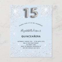 Budget Quinceanera babyblauwe zilverglitter
