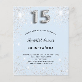 Budget Quinceanera babyblauwe zilverglitter