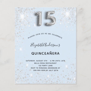 Budget Quinceanera babyblauwe zilverglitter