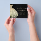 Budget Quinceanera Black en Gold Glitter Sparkle Flyer (Hand)