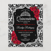Budget Quinceanera - Black Red Silver Invite Flyer (Voorkant)