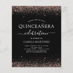 Budget Quinceanera Black Roos Gold Blush Pink Flyer