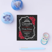Budget Quinceanera - Black Silver Red Uitnodiging Flyer (Enkel)