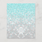 Budget Quinceanera Blauwgroen Blue Girly Glitter Flyer (Achterkant)