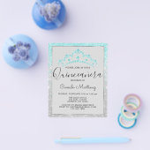 Budget Quinceanera Blauwgroen Blue Girly Glitter Flyer (Enkel)