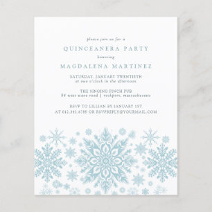 BUDGET Quinceanera Blue Snowflake Uitnodiging
