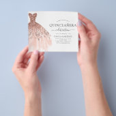Budget Quinceanera Blush Pink Glitter Uitnodiging Flyer (Hand)