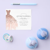 Budget Quinceanera Blush Pink Glitter Uitnodiging Flyer (Enkel)
