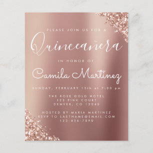 Budget Quinceanera Blush Pink - Roos Gold Glitter Flyer