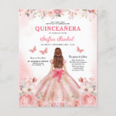 Budget Quinceañera Blush Pink Rose Bloemen Flyer (Voorkant)