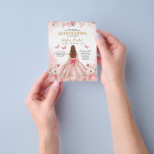 Budget Quinceañera Blush Pink Rose Bloemen Flyer (Hand)