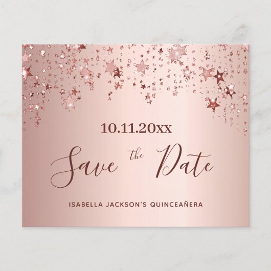 Budget Quinceanera blush roos gold Bespaar op datu (Voorkant)