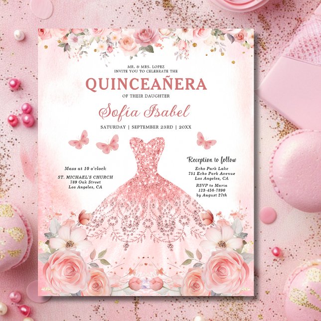 Budget Quinceañera Blush Roze Bloemvlinder (Creator heeft geüpload)