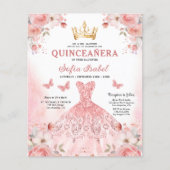 Budget Quinceañera Blush Roze Bloemvlinder Flyer (Voorkant)