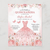 Budget Quinceañera Blush Roze Bloemvlinder Flyer (Voorkant)