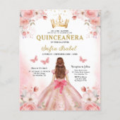 Budget Quinceañera Blush Roze Bloemvlinder Flyer (Voorkant)