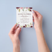 Budget Quinceanera Burgundy Blush Pink Floral Flyer (Hand)