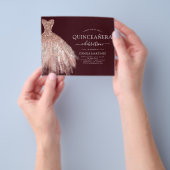 Budget Quinceanera Burgundy Blush Pink Rose Gold Flyer (Hand)
