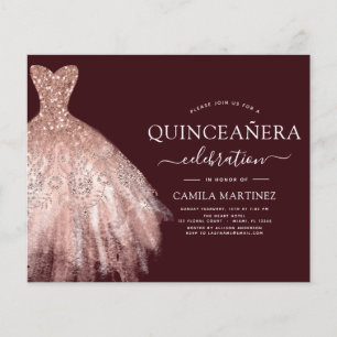Budget Quinceanera Burgundy Blush Pink Rose Gold Flyer