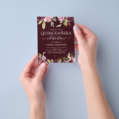 Budget Quinceanera Burgundy Pink Floral Flyer (Hand)