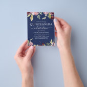 Budget Quinceanera Burgundy Pink Floral Flyer (Hand)