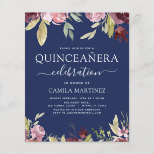 Budget Quinceanera Burgundy Pink Floral Flyer
