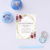 Budget Quinceanera Burgundy Pink Geometric Floral Flyer (Enkel)