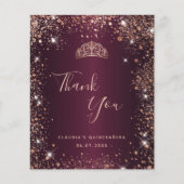 Budget Quinceanera burgundy roos Gold bedankt (Voorkant)