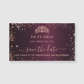 Budget Quinceanera burgundy roos Save the Date (Voorkant)