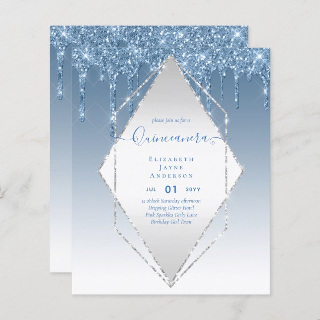 BUDGET Quinceanera Dripping Glitter Glamor 15e (Voorkant / Achterkant)