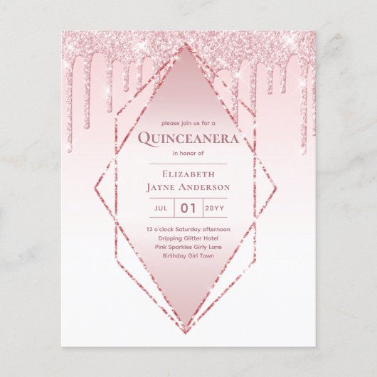 BUDGET Quinceanera Dripping Glitter Glamor 15e Flyer (Voorkant)