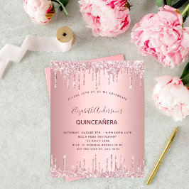 BUDGET Quinceanera dusty roos glitter druppelt roz